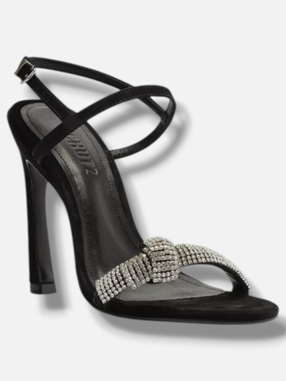 Schutz Women's Black Cultivated Pearl Stiletto Heel Sandals Size 9B